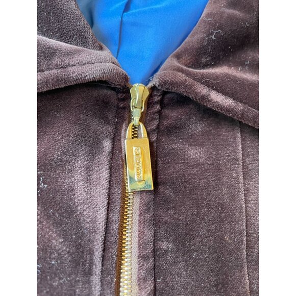 St. John Sport By Marie Gray Velvet Zip-Up Jacket With Gold Zippers & Pockets - - Picture 12 of 12